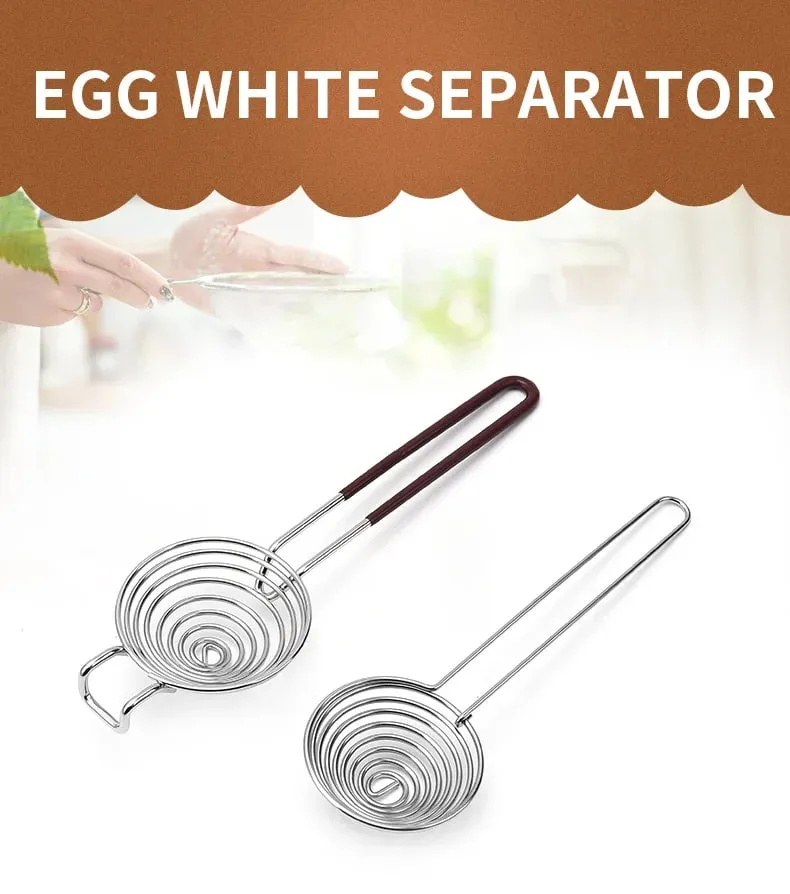 1pc de aço inoxidável separador branco ovo criativo alça estendida proteína ovo branco gema separador panela quente pesca