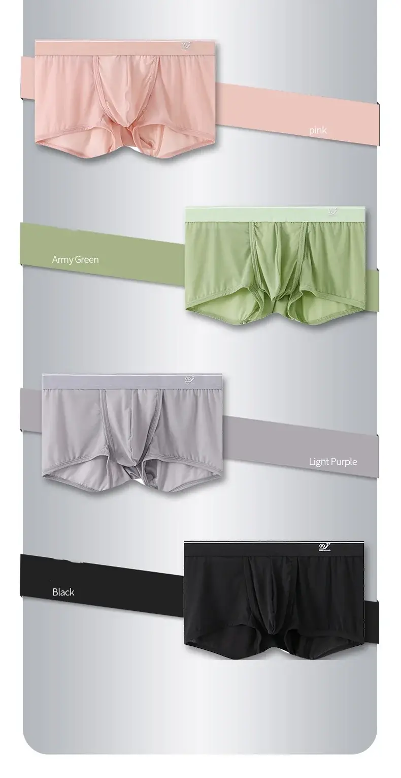 1 pçs gelo seda espaço cápsula roupa interior masculino compartimento sólido verão respirável ultra-fino boxers shorts transparentes hombre