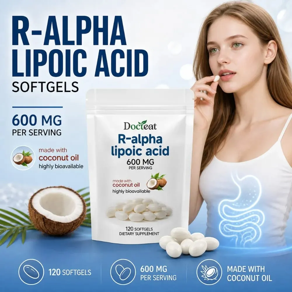 R-α 硫辛酸軟膠囊，每份 600 毫克，120 粒，用椰子油製成，方便的日常健康營養支持