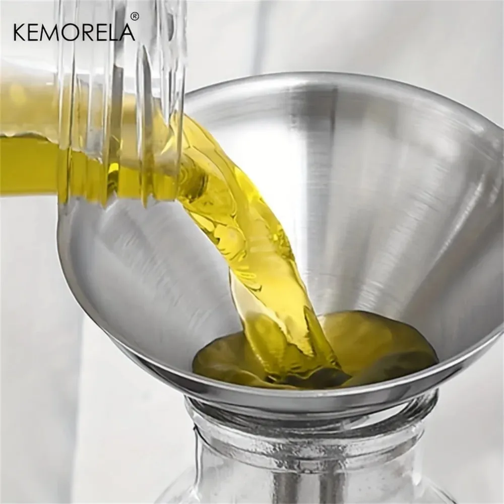 3PCS Stainless Steel Silver Funnel Kitchen Oil Spill Dispenser Wine Leak Tool Kitchen Funnel Drain Tool