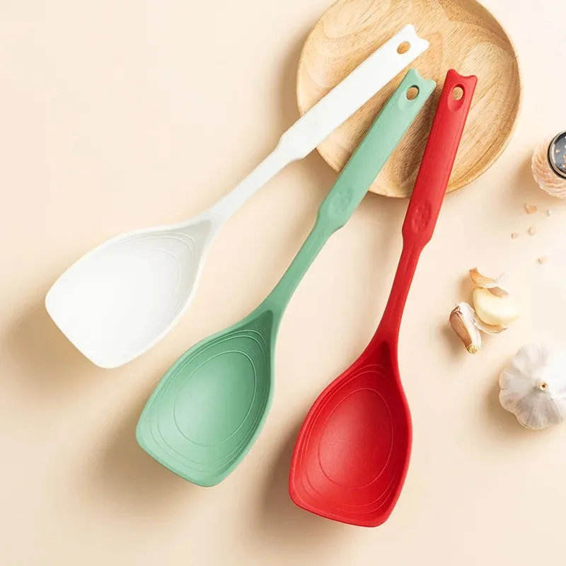 Espátula e colher de silicone multifuncional, panela antiaderente doméstica, espátula especial para fritar, cozinha, colher