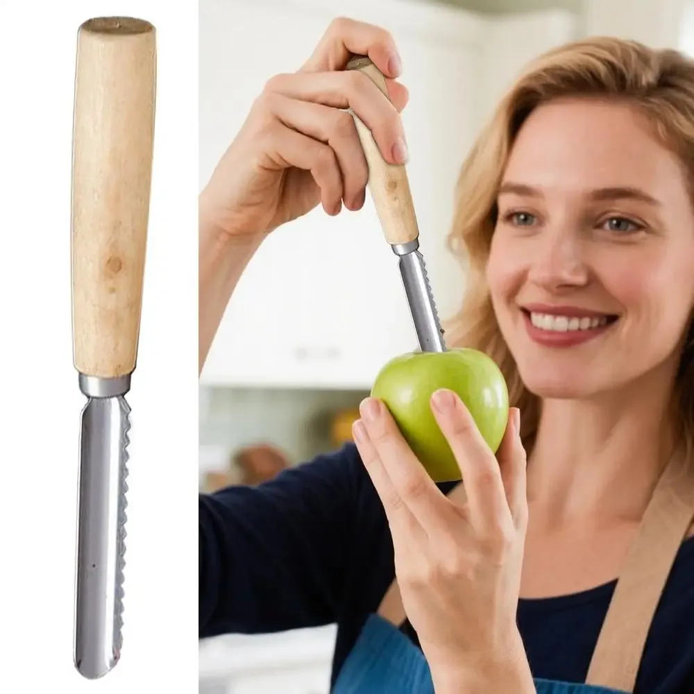 Corer ferramenta de cozinha de aço inoxidável pêra pitter antiderrapante manual de cozinha corer com alça de madeira para cortar frutas cozinhar salada
