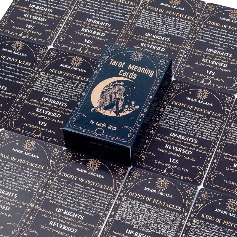 Significado cartas de tarô 78 cartas baralho inglês visões adivinhação edição jogo de tabuleiro para iniciantes tamanho de bolso tarô aprendizagem baralho — image 6