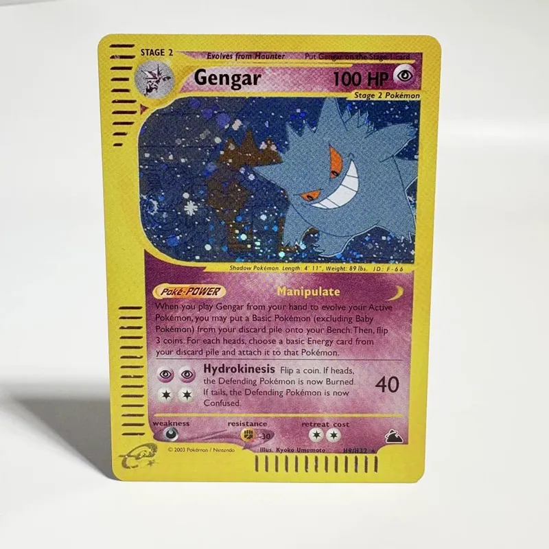 Cartas pokémon 1996, edição básica, cartão flash, charizard, gengar, blastoise, feraligatr, gengar, cartão comercial, coleção de proxy