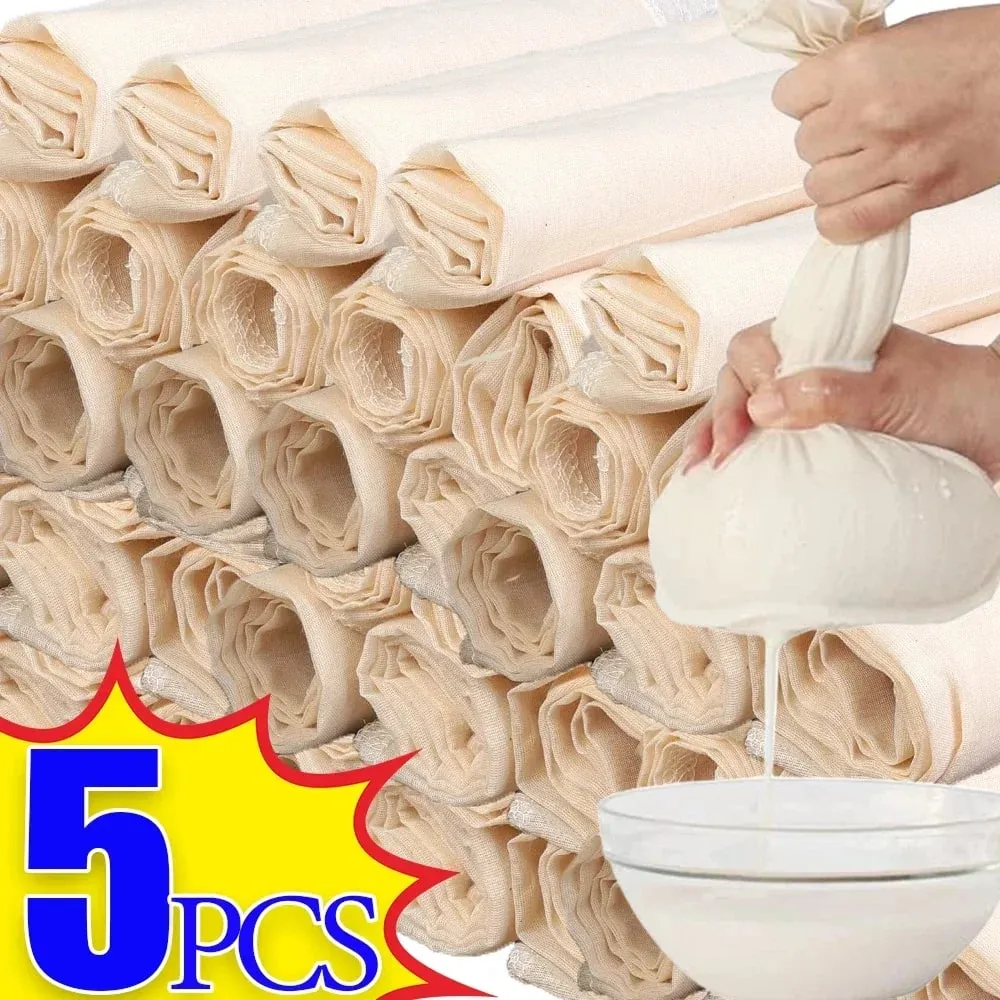 5/1PC Filter Cloth Reusable Cotton Fiber Mesh Strainer Cheese Beer Tofu Homebrew Filter Cloth Kitchen Food Ferment Strainer Tool — image 1