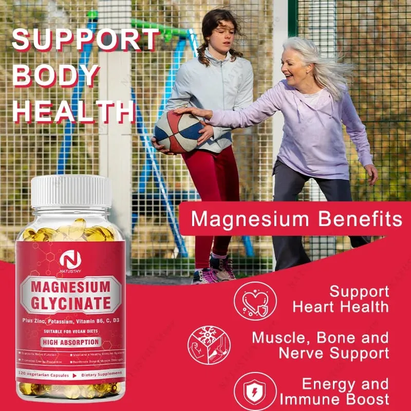 Magnesium Glycinate Capsules with Zinc Potassium for Muscle Heart Bone Immune System Health — image 5