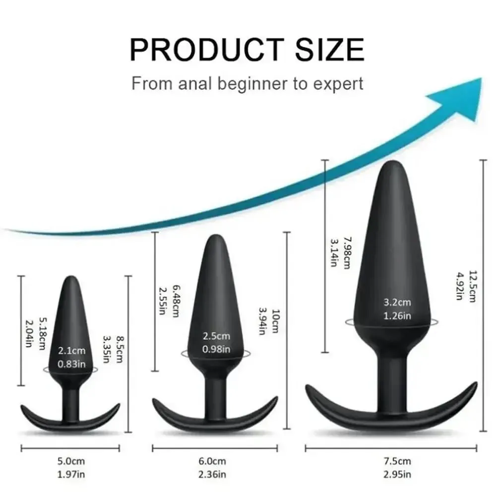 Plugue anal em forma de t, 3 tamanhos, silicone macio, plugue anal, estimulador, brinquedos sexuais anais para homens/mulheres, massageador de próstata, treinador