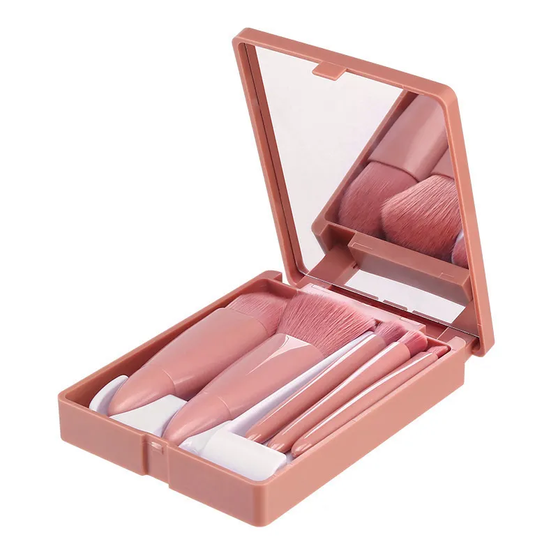 5pcs Travel Size Makeup Brushes Set Mini Makeup Brushes Small Complete Function Cosmetic Brushes Kit With Case And Mirror Perfe