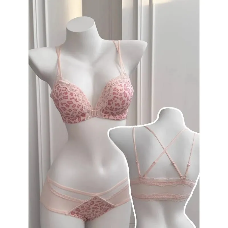 Petite conjunto de sutiã com fecho frontal, estampa de leopardo, push up, costas nuas, sexy, lingerie para festa, impulso, busto, show, formato mais completo, 32-38ab, mais vendido — image 6