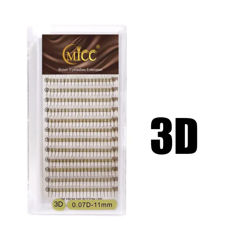 Dark Brown Premade Fans Volume Lash Extensions 3D-10D Soft Coffee Brown Russian Volume Lashes Sharp Stem Pointy Base for Eyelash
