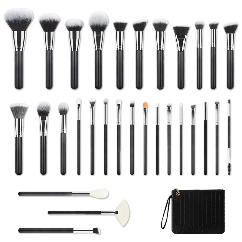40/30/25/22Pcs Professional Makeup Brush Set with Crocodile Storage Bag Blush Highlight Eyeshadow Brushes for Daily Stage Makeup — image 8