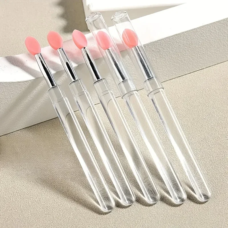 5 pincéis de silicone reutilizáveis ​​com efeito de espelho - aplicador de maquiagem e esmalte de cabeça dupla