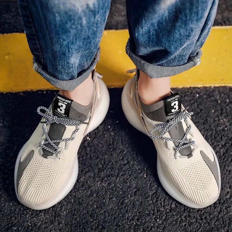 Verão sapatos de malha de grandes dimensões de coco para homens leves e confortáveis ​​sapatos esportivos de pé grande estudante pipoca tênis de corrida 46