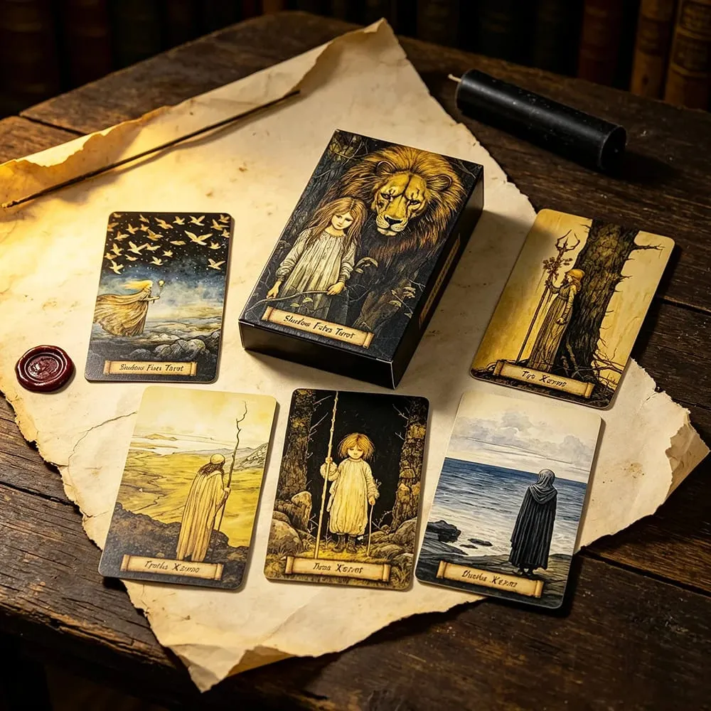 Baralho de tarô Shadow Fates - 78 cartas de meditação, cartas de adivinhação para autorreflexão e crescimento espiritual, ideais para introvertidos