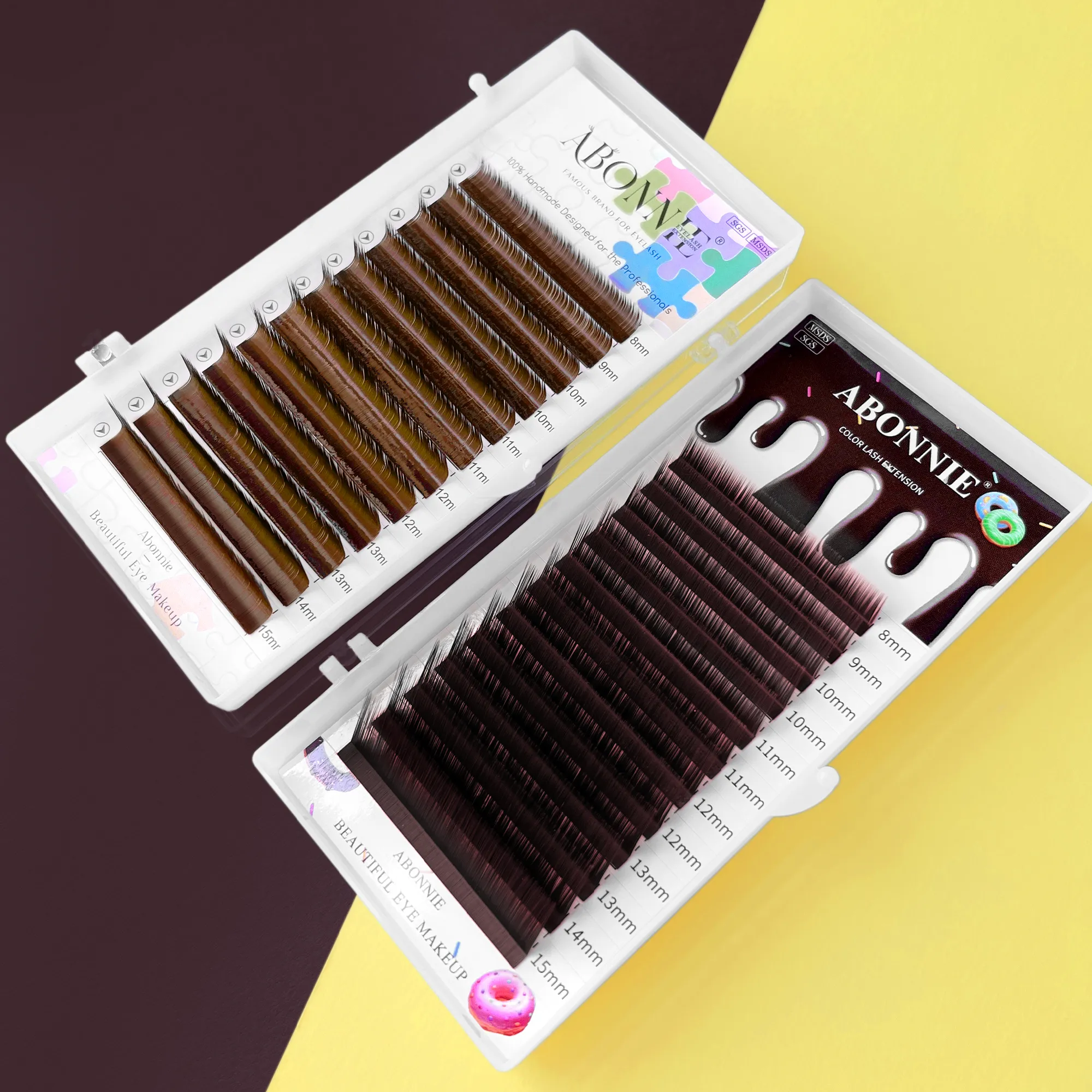 Abonnie LB Brown Lashes M Curl Extensões de cílios clássicas Foxy Eye Lash Cocoa Lashes Cílios coloridos Cílios fofos