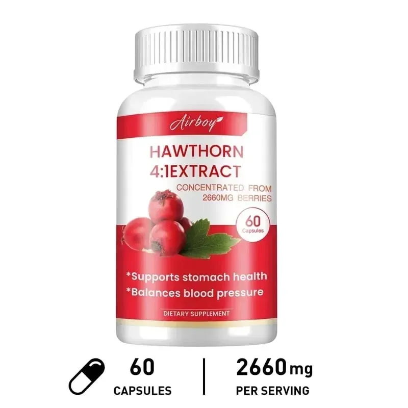 Hawthorn Berry Extract Capsule - Supports Digestive Health Promotes Energy Production Blood Circulation and Boosts Immunity