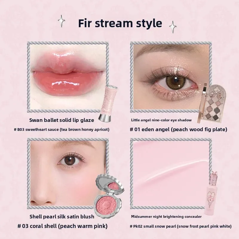 Flor sabe conjunto de maquiagem lábio lama iluminador pó blush sombra de olho maquiagem profissional presente kit para menina cosméticos conjunto completo