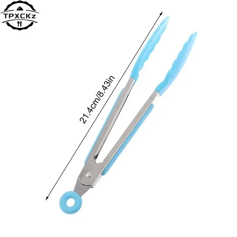 Silicone churrasco grelhar tong cozinha cozinhar salada pão servindo tong antiaderente clipe de churrasco braçadeira ferramentas de aço inoxidável gadgets