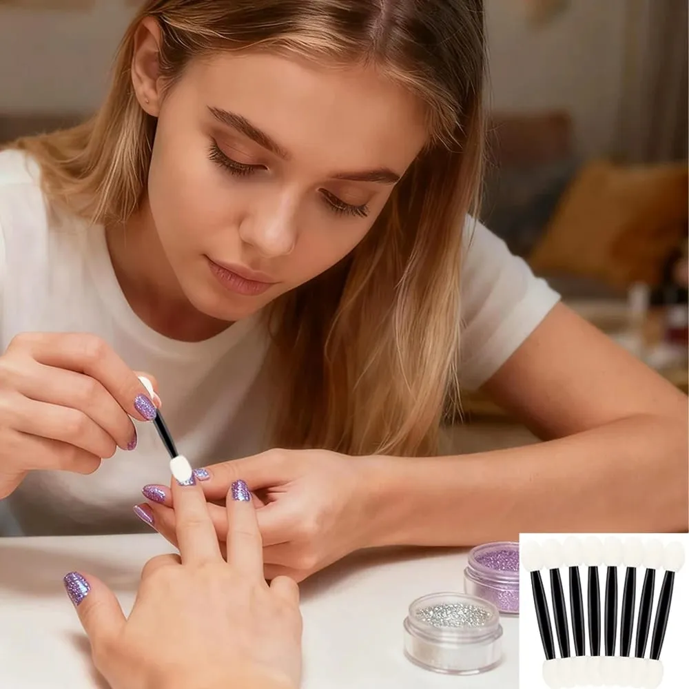 50/200 pçs aplicadores de sombra dupla face escova de sombra de olho pincéis de esponja de maquiagem para meninas ferramenta cosmética aplicadores de beleza