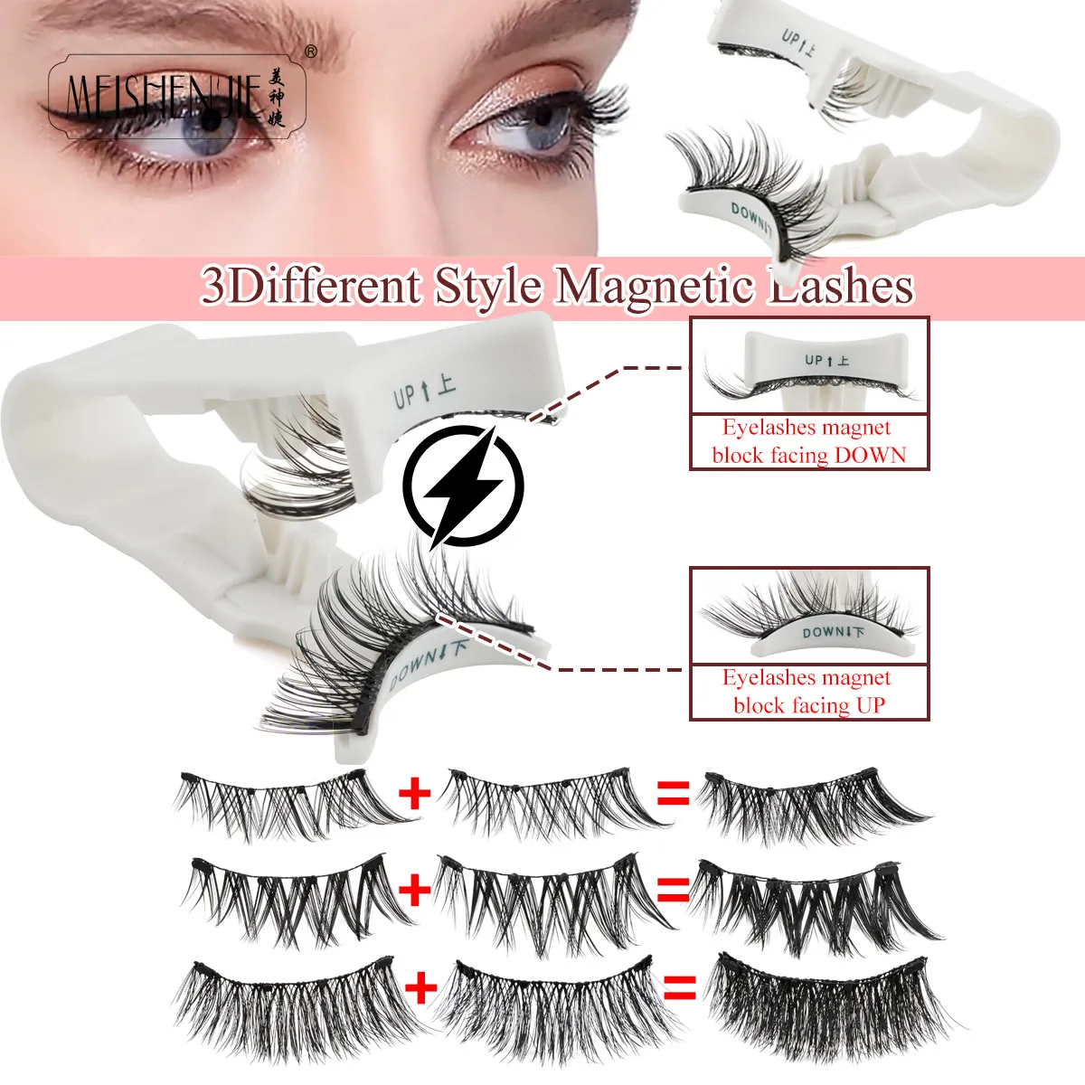 1/3 pares cílios magnéticos feitos à mão cílios macios reutilizáveis ​​magnéticos olhar natural 3d cílios postiços conjunto de pinças de maquiagem