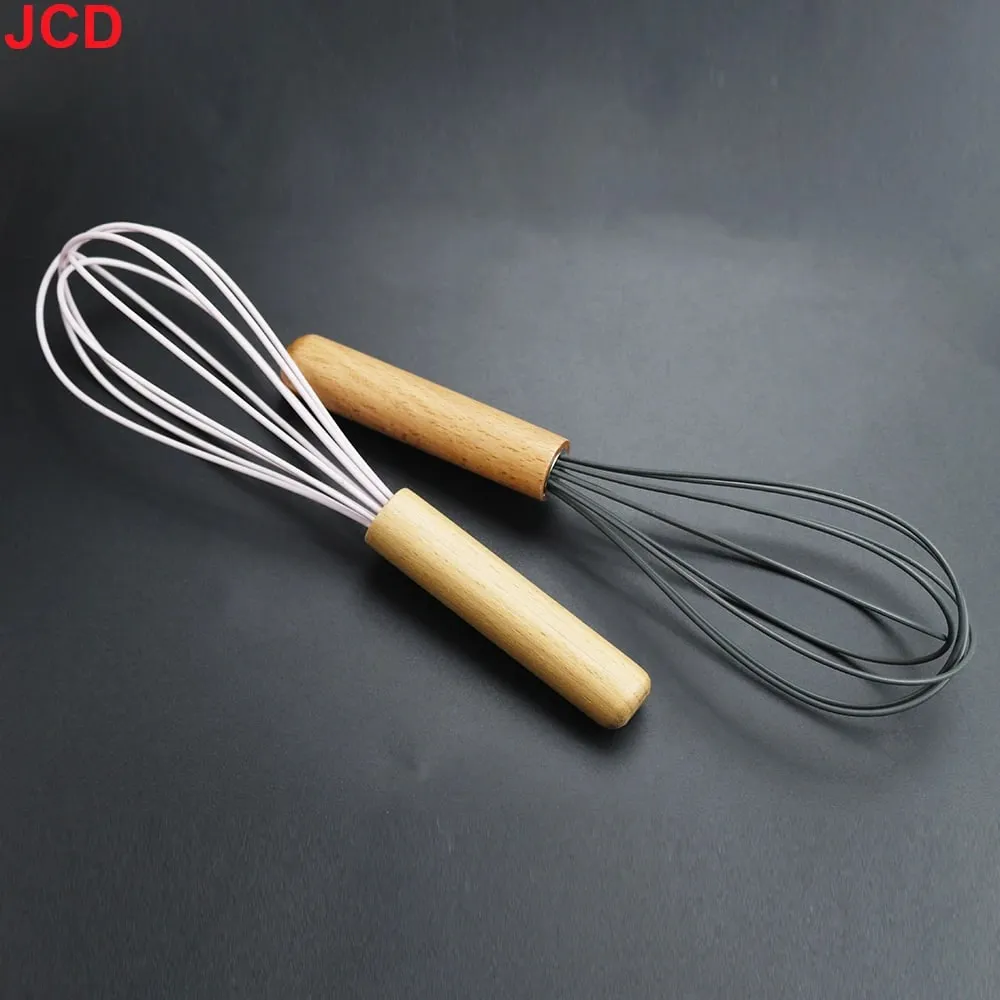 JCD矽膠打蛋器攪拌器木柄廚房手動打蛋器小工具廚房工具烘焙配件