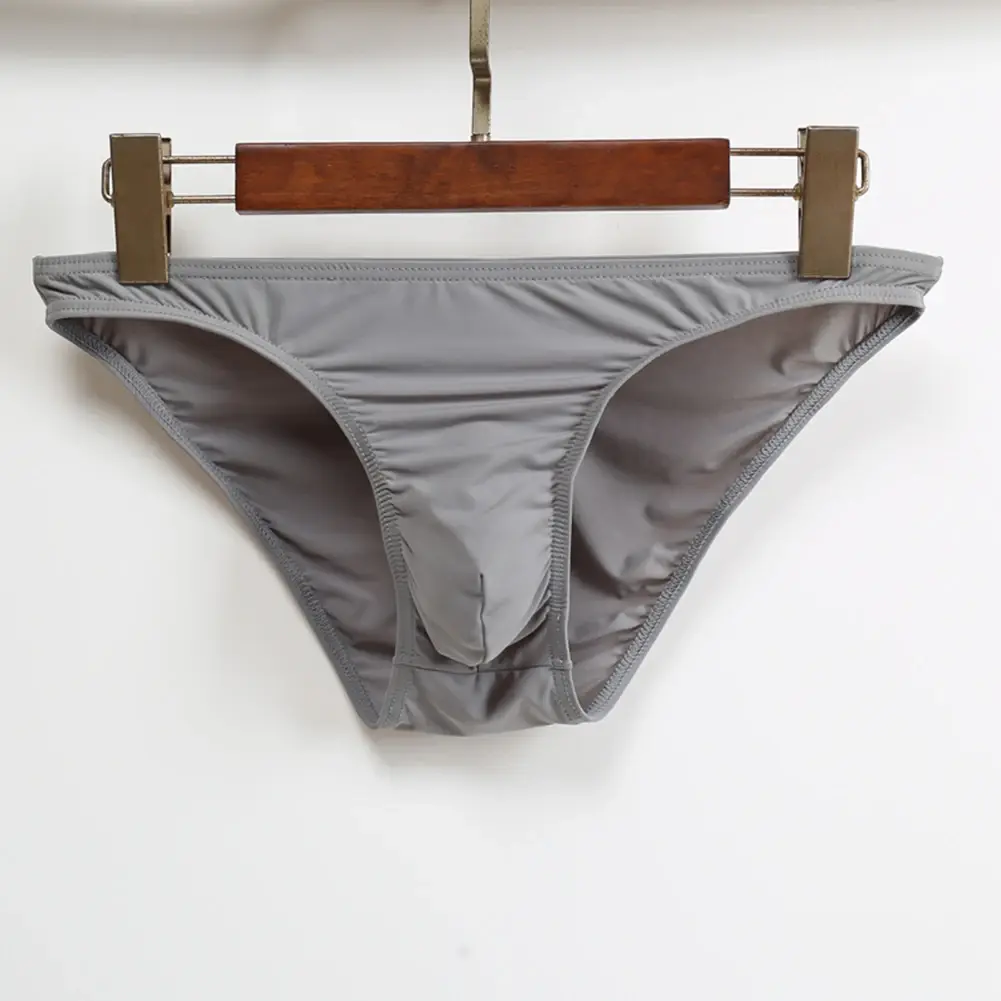 Sexy Men Bulge Pouch Briefs Underpants Panties Bikini Solid Color Transparent Briefs Underwear Pump Man Glossy Panties