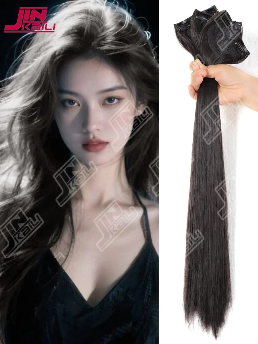 JKL Peças de extensão de cabelo longo Realista Volume Boost Invisível Traceless Conjunto de três peças Extensões de cabelo sintético asiático