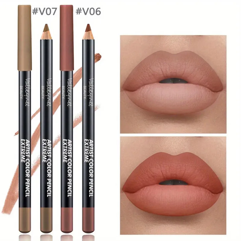 2pcs Lip Liner Makeup Duo: fórmula fosca à prova d'água de longa duração é suave para peles sensíveis e ideal para tons bege claros