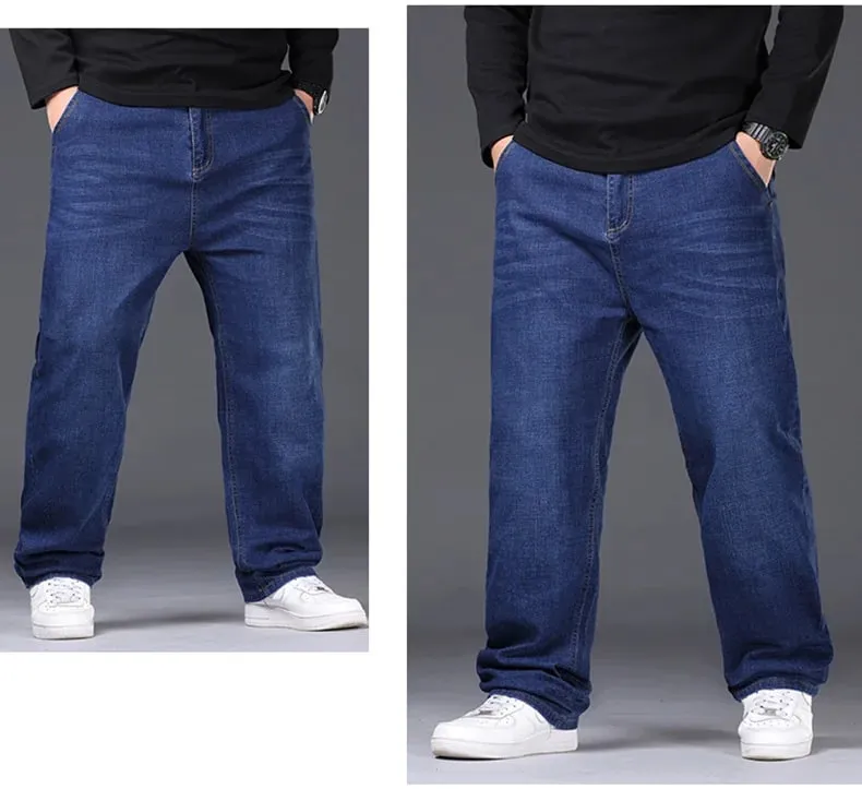 29-50 tamanhos calças de brim estiramento masculino perna reta calças jeans estendido dimensionamento azul preto streetwear relaxado ajuste para o trabalho casual novo — image 8