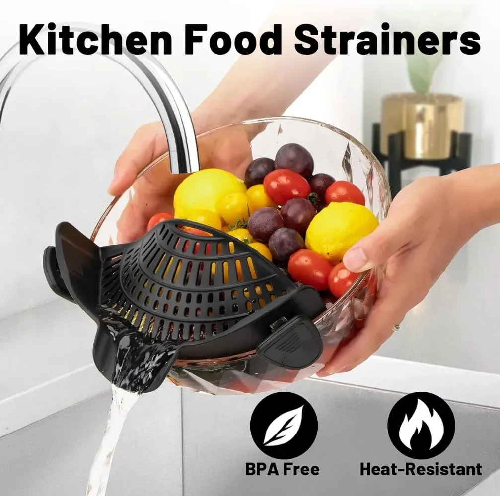 Filtro de silicone resistente ao calor para panelas/frigideiras-coador de drenagem dobrável para massas vegetais frutas-ferramenta de cozinha