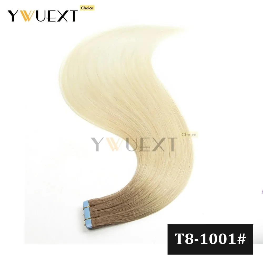 Fita de cores gradientes de 20 unidades/pacote em extensões de cabelo humano adicionam volume e comprimento para mulheres 30g 16-20 polegadas qualidade de salão de beleza YWUEXT