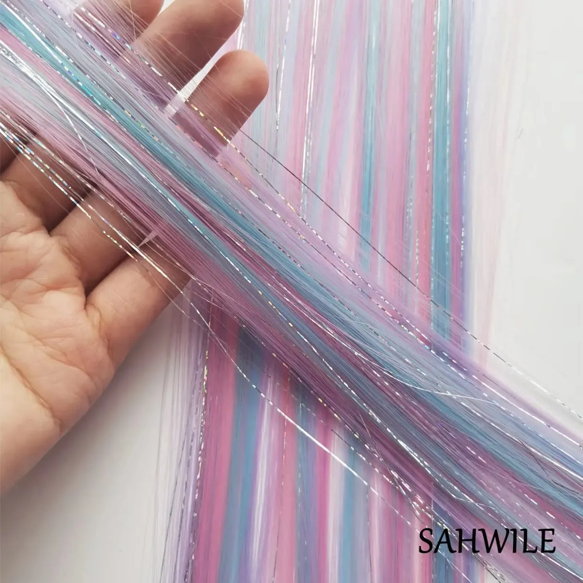 6 unidades/pacote colorido festa destaques clipe em extensões de cabelo 22 polegadas multi-cores cabelo liso sintético postiços — image 5