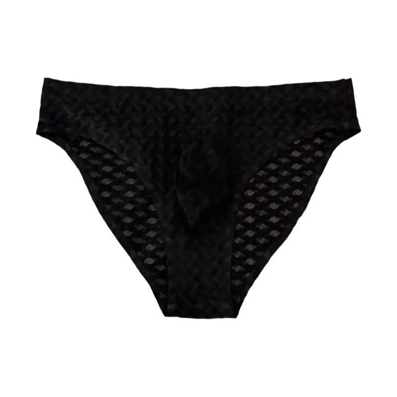Calcinha de malha fina roupa interior masculina transparente cintura baixa cuecas de seda gelo bolha u convexo bolsa masculina cuecas triângulo masculino