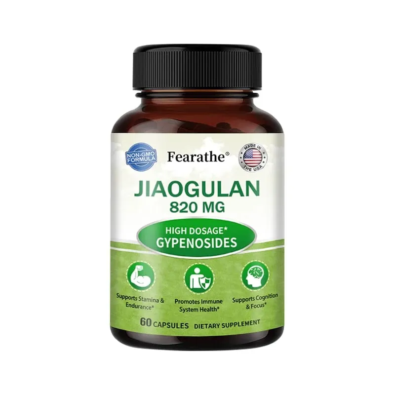 Suplemento de extrato de Jiaogulan de alta concentração, alivia o estresse, regula o metabolismo, não OGM, sem glúten, 120 cápsulas