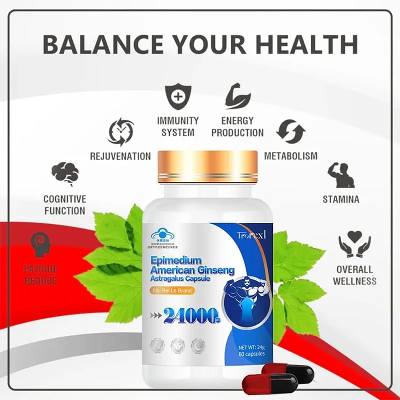 Suplemento de força extra com extrato de epimedium e panax ginseng Suplemento masculino que melhora os níveis de energia masculina — image 5