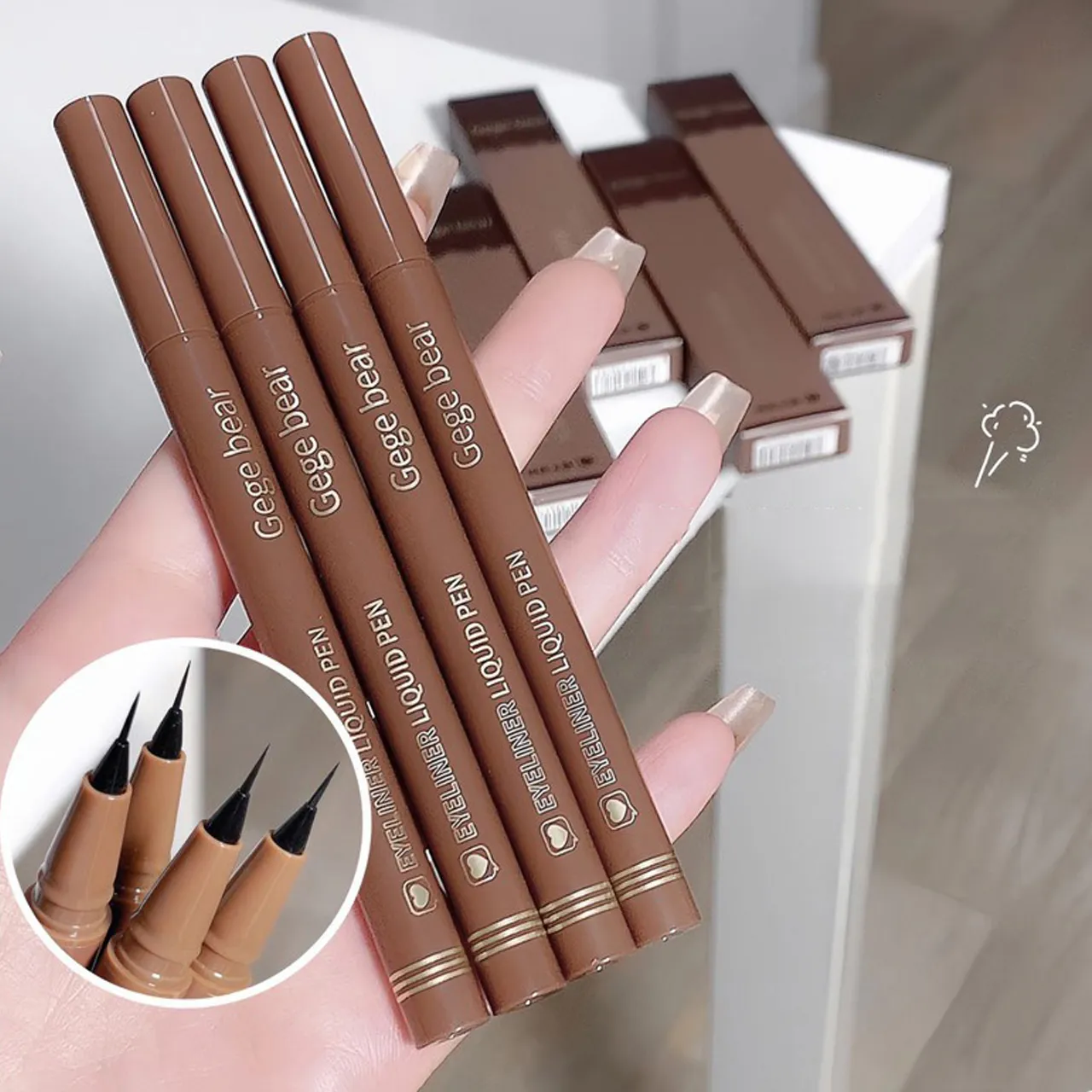 Caneta delineadora líquida Gege Bear, à prova d'água, à prova de manchas, maquiagem rápida e precisa, secagem rápida e suave, caneta para cílios inferiores — image 6