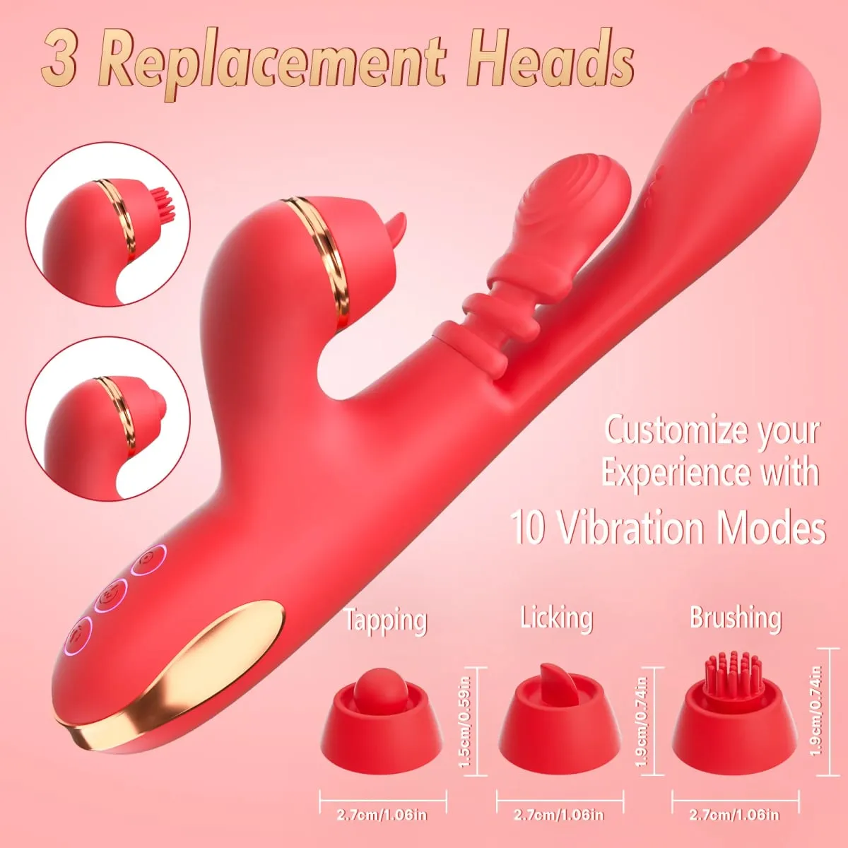 5 合 1 敲擊推力假陽具振動器女式 G 點振動器陰蒂陰蒂刺激器女性自慰器成人性玩具 — image 3