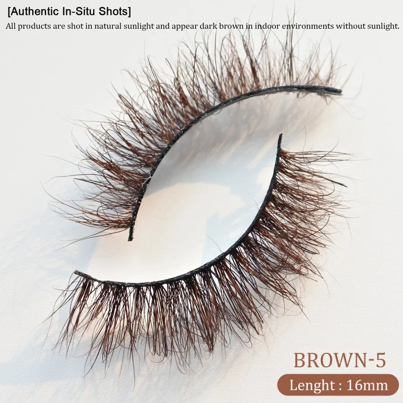 `Marrom escuro 3d vison cílios postiços fofos finos volume tira cílios macios feitos à mão marrom vison cílios maquiagem natural olho beleza t