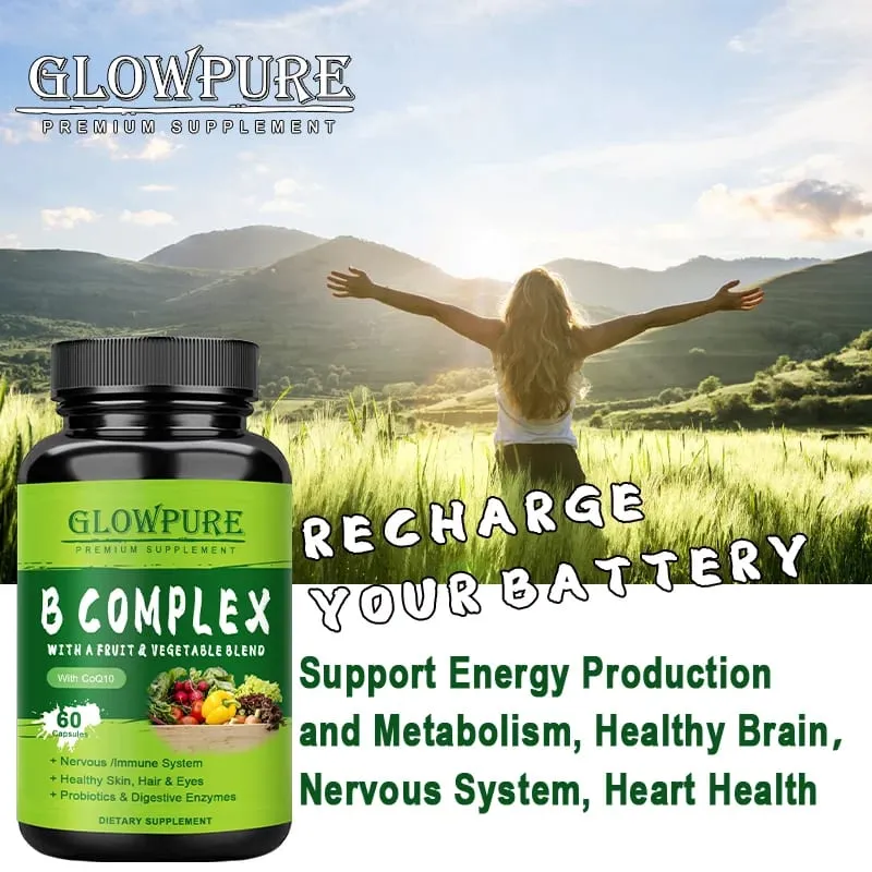 Vitaminas do Complexo B para Sistema Nervoso e Energia - Apoia a Imunidade, Saúde do Coração, Cabelo, Pele e Unhas