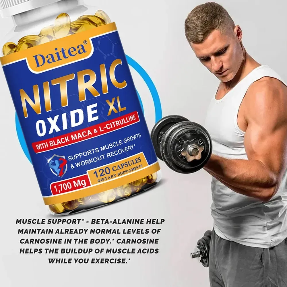 Óxido nítrico - cápsulas de suporte à saúde masculina contém extrato de raiz de maca em pó para crescimento e fortalecimento muscular