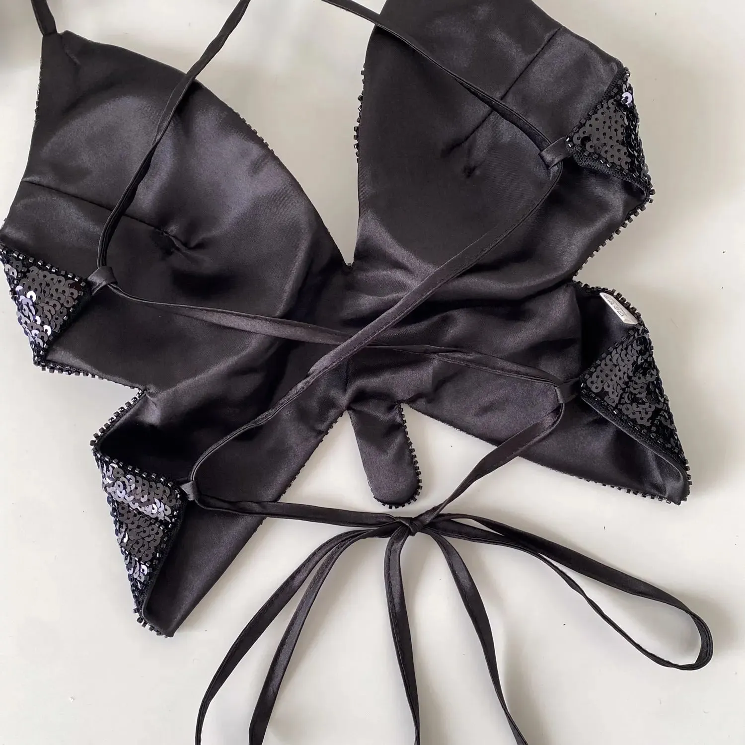 Chique cruzado sem costas lantejoulas arco camis cinta de espaguete regata sexy moda y2k quente menina verão colheita topo