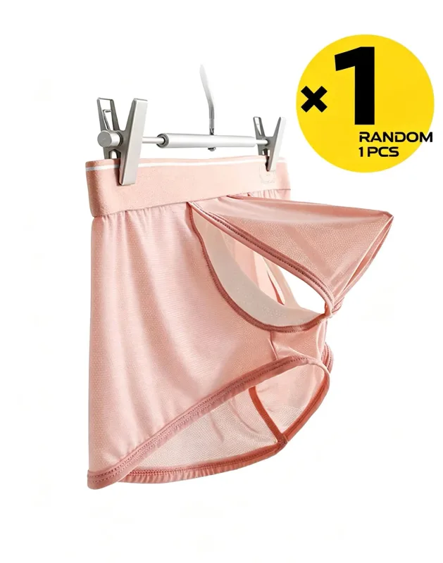 Roupa interior boxer de seda gelo masculina, cuecas de malha fina respirável de secagem rápida, cintura elástica conforto roupa interior de verão, 1 peça aleatória