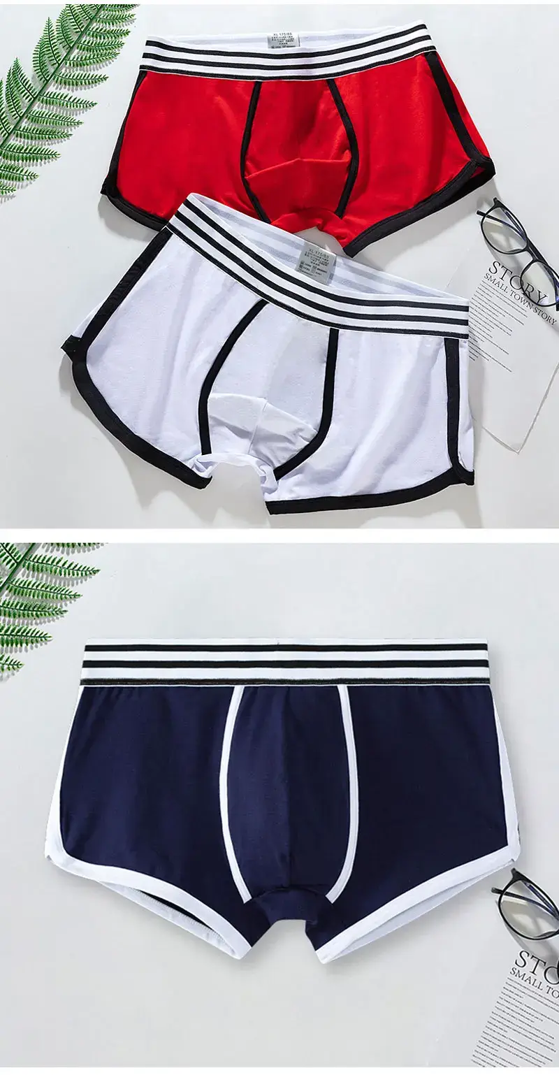 Men Soft Underpants Trunks Cotton High Quality Underwear U Convex Pouch Panties Cueca Mid Waist Breathable Boxer Shorts Homme