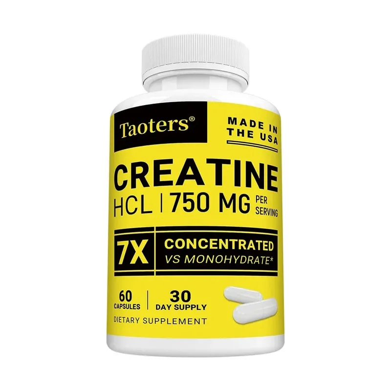Cápsulas de creatina HCl aumentam a força muscular, foco, resistência, energia, suporte ao metabolismo, saúde cognitiva e cardíaca, não-OGM