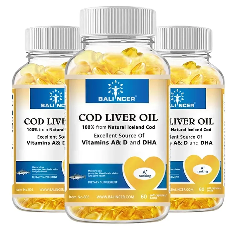 Fórmula extra-forte Óleo de fígado de bacalhau contém vitaminas A D EPA e DHA apoia coração, cérebro, imunidade, articulação e saúde ocular