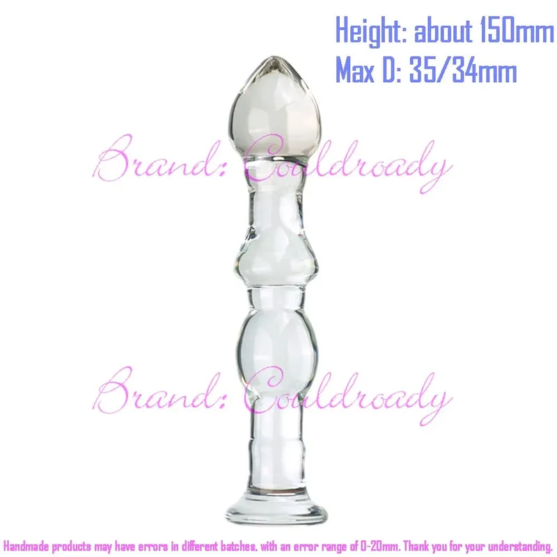 Pyrex Glass Dildo 195x33mm Fake Penis Crystal Anal Beads Butt Plug Prostate Massager G Spot Female Masturbation Toys