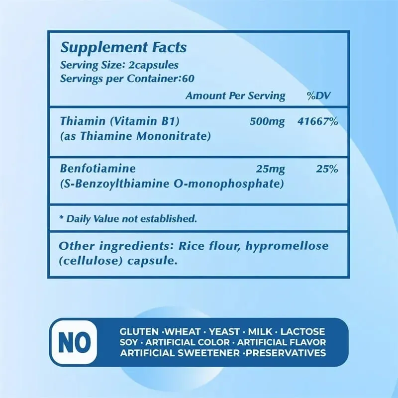 Complexo de Vitamina B1 - Fadiga Digestão Estresse Humor Fórmula Aumenta Energia e Metabolismo
