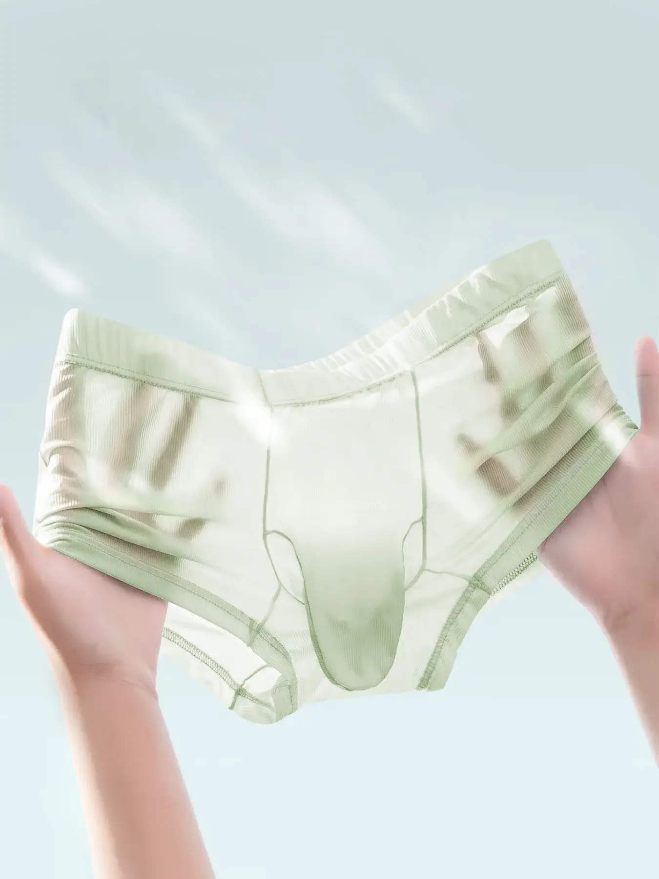 Cuecas boxer transparentes masculinas, roupa íntima sexy ultrafina, transparente, calcinhas de seda gelada, suave e brilhante, lingerie — image 17