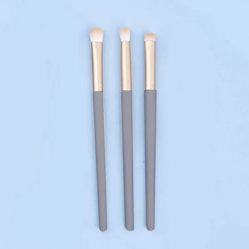 [E] 3 peças conjunto de pincéis para sombra de olho, conjunto de ferramentas cosméticas, iluminador deitado, mancha de bicho da seda, escova de cabelo macia, blush, maquiagem de beleza