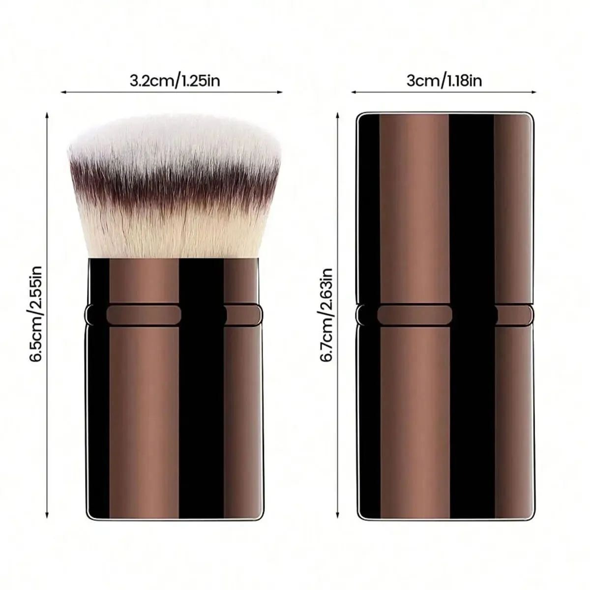 1 pçs retrátil blush escova kabuki fundação pincel macio macio pó contorno pincéis de maquiagem ferramentas de maquiagem portátil